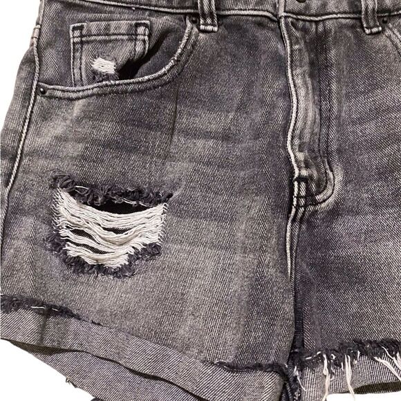PacSun Mom Short Distressed High Waisted Gray Black Wash All Cotton Y2K Festival - Picture 5 of 14